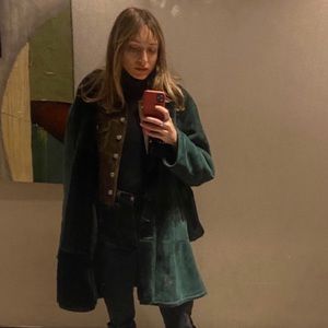 Vintage Green Shearling Coat